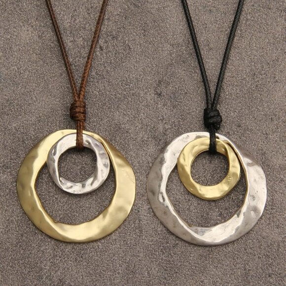 Wooden Necklaces for Women Gold Leather Necklace Long Boho Layered Necklace Silv - Picture 8 of 9
